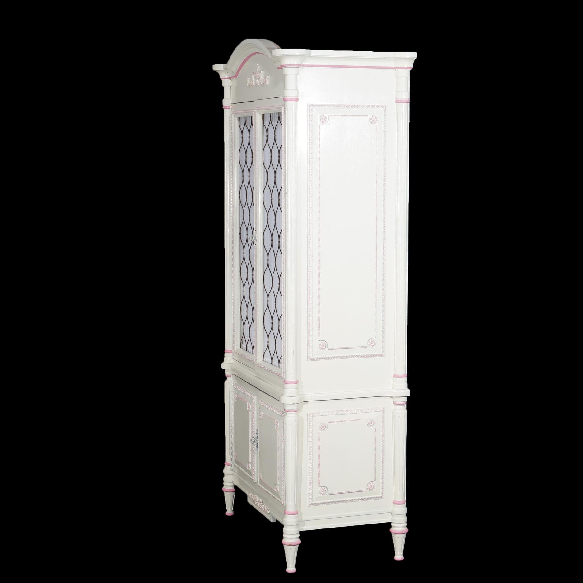 French Style Armoire With Rose Pick Accents 20hC In Good Condition In Big Flats, NY