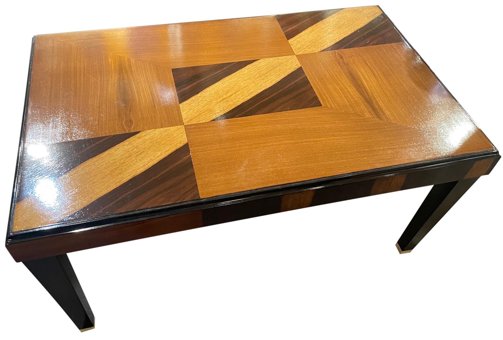 Mid-20th Century French Style Art Deco Coffee Side Table Marquetry For Sale