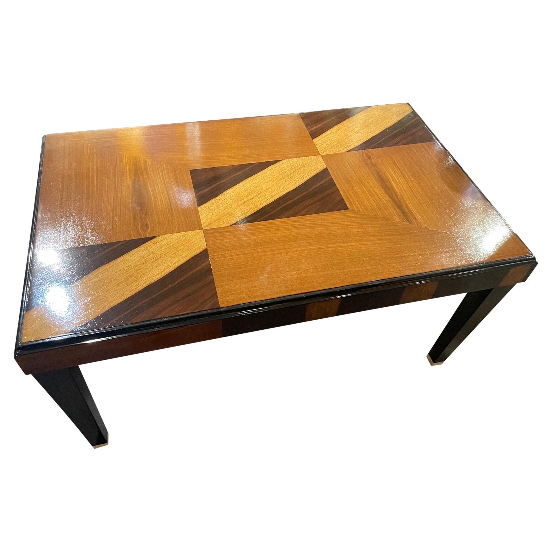 French Style Art Deco Coffee Side Table Marquetry