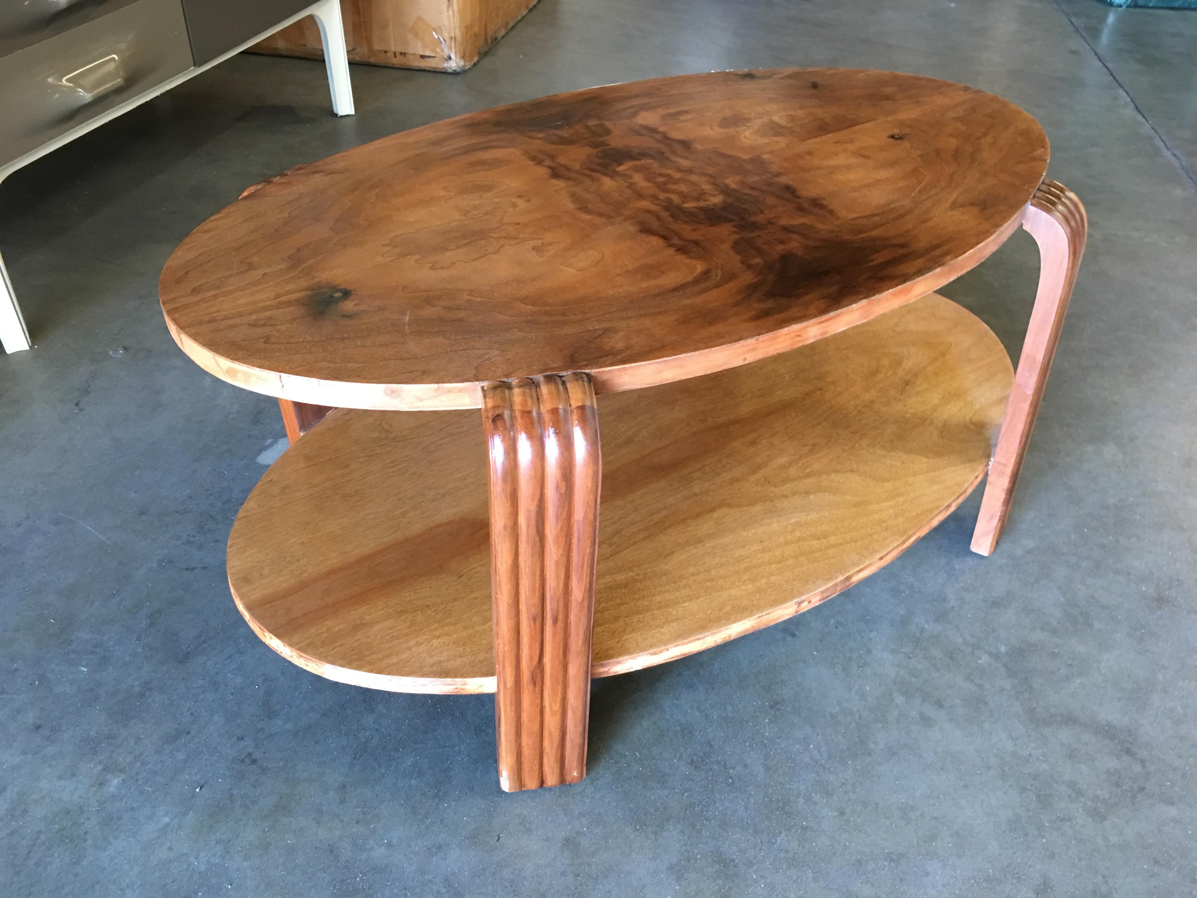 French style Art Deco coffee table with bentwood side arms.