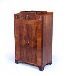 French Style Art Deco Figured Walnut Cabinet with Macassar