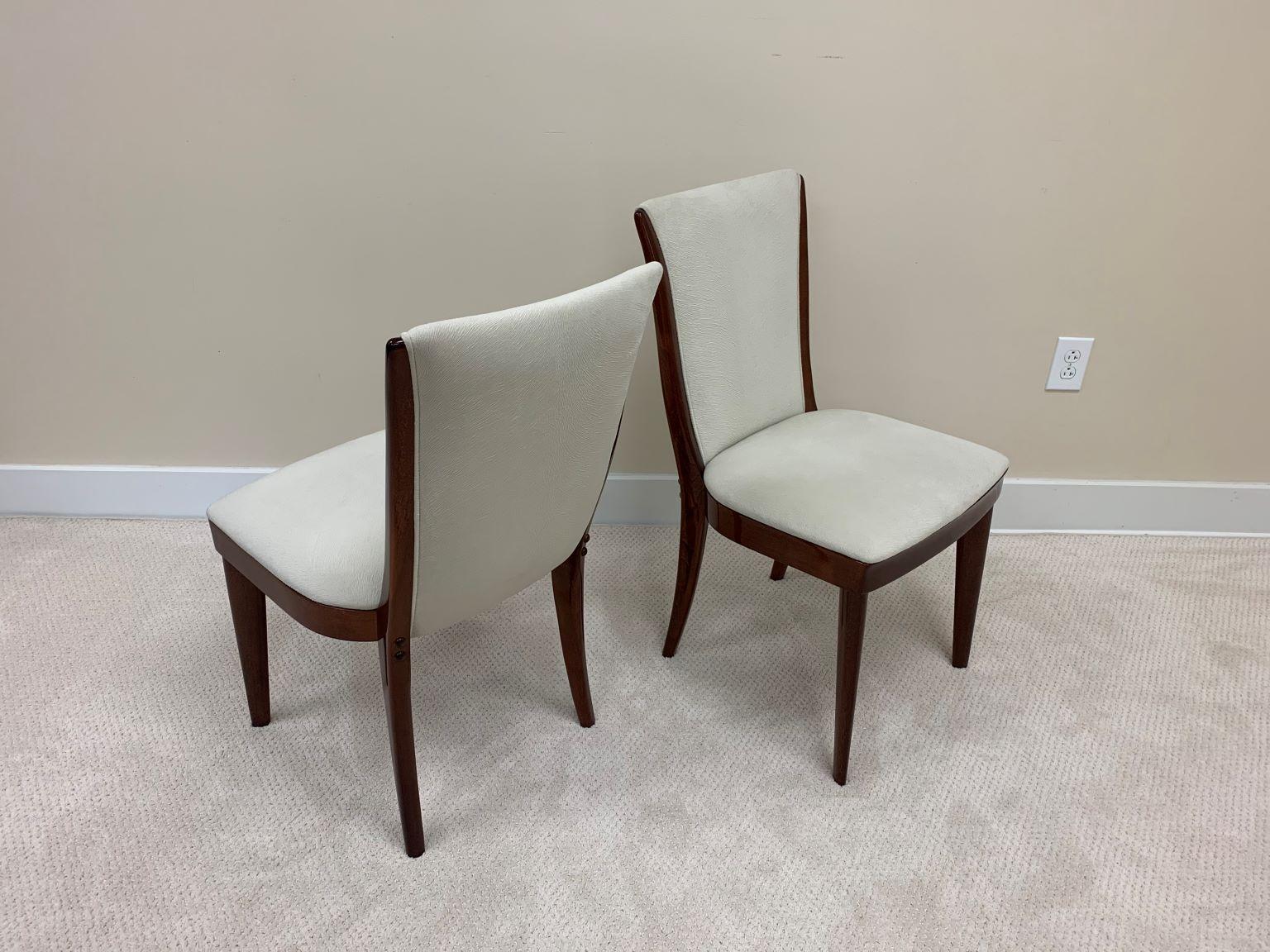 Stained French Style Art Deco Streamline Set of Six Dining Chairs, circa 1930s