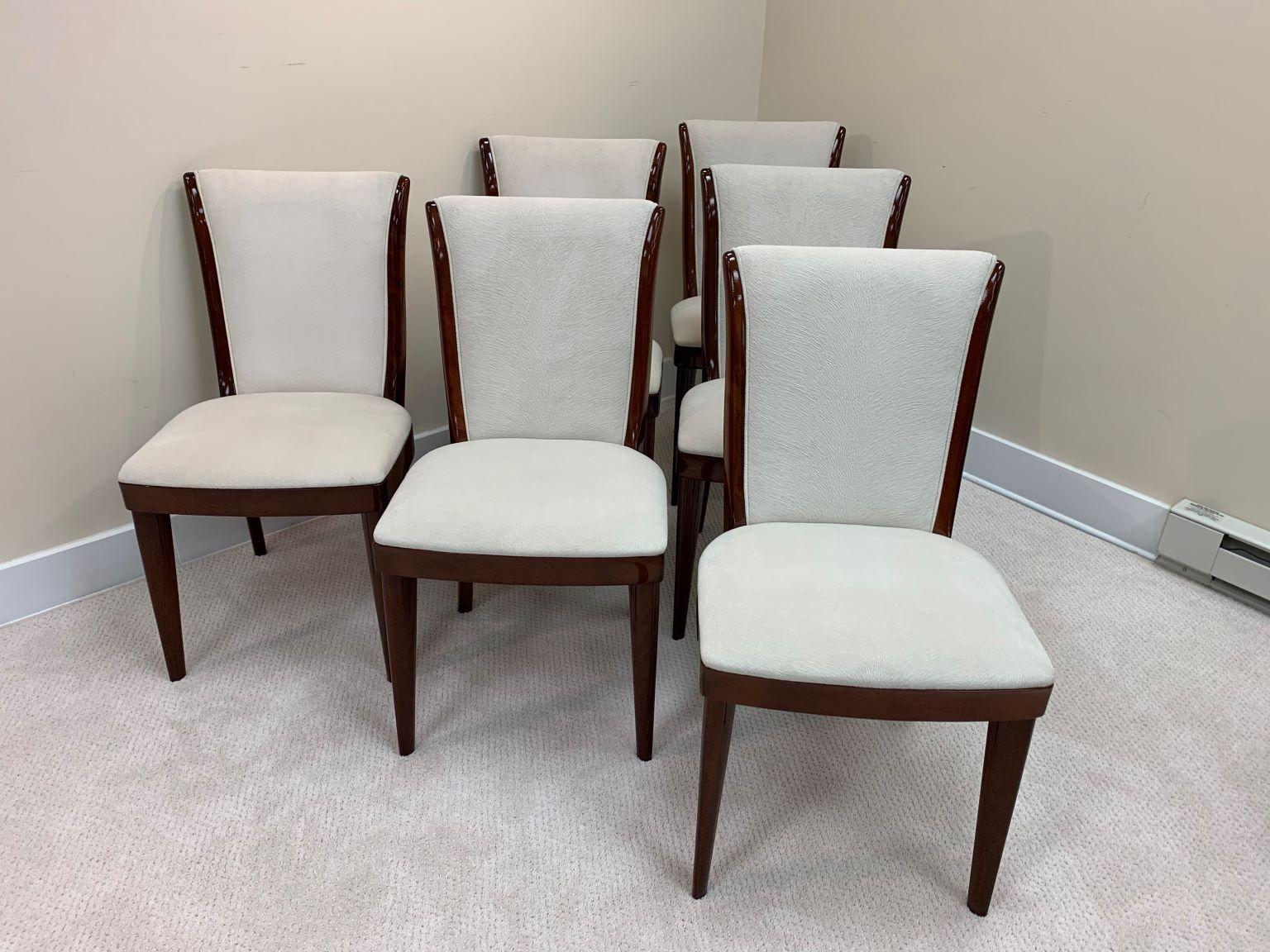 20th Century French Style Art Deco Streamline Set of Six Dining Chairs, circa 1930s