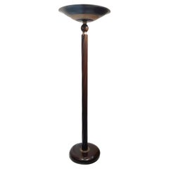 Lampada da terra in Wood Wood e ottone in stile francese Art Deco Torchiere