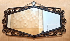 French-Style Art Deco Wrought Iron Wall Mirror