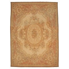 French Style Aubusson Flat-weave Rug with Medallion, 21st Century