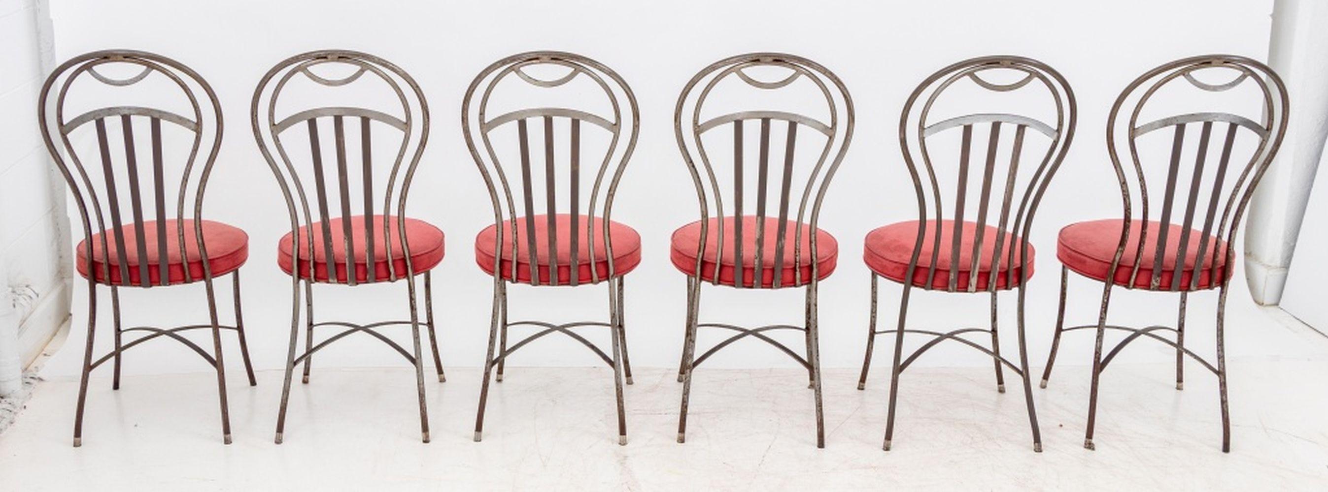 Modern French Style Balloon Back Steel Side Chairs, 6 For Sale