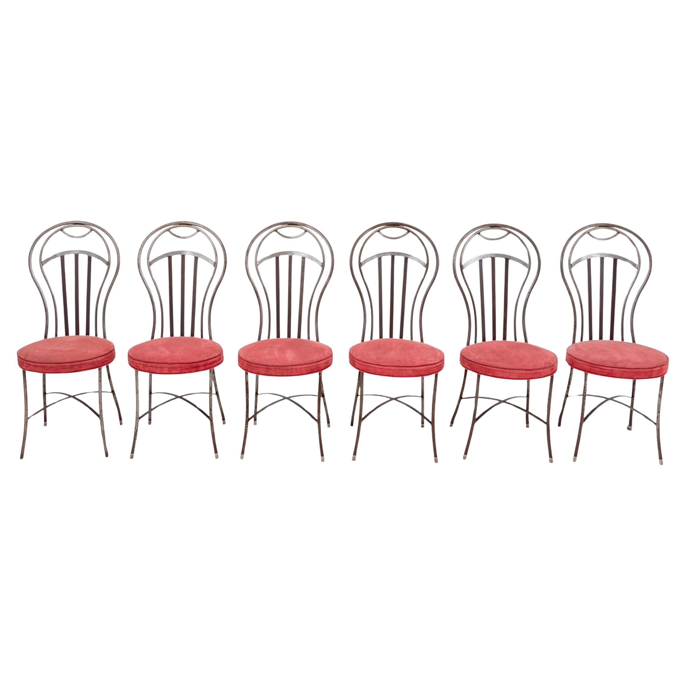 French Style Balloon Back Steel Side Chairs, 6 For Sale