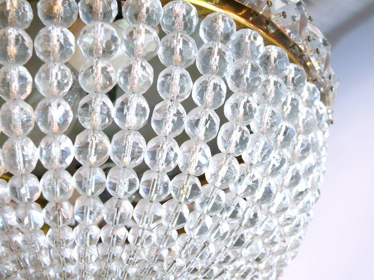 French Style Beaded Dome Flush Mount Chandelier In Good Condition In New York, NY