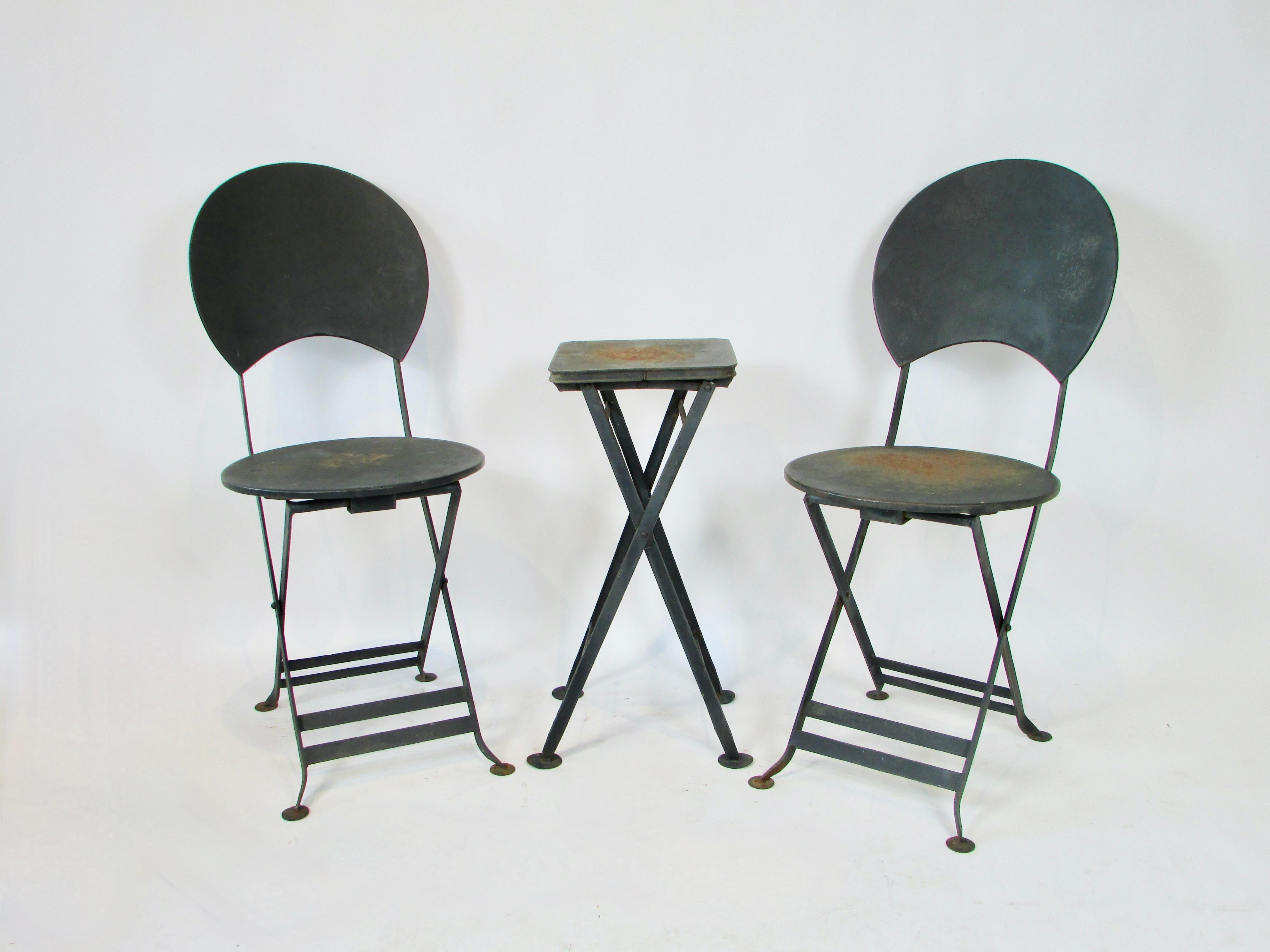 Mid-Century Modern French style bistro chairs with table For Sale