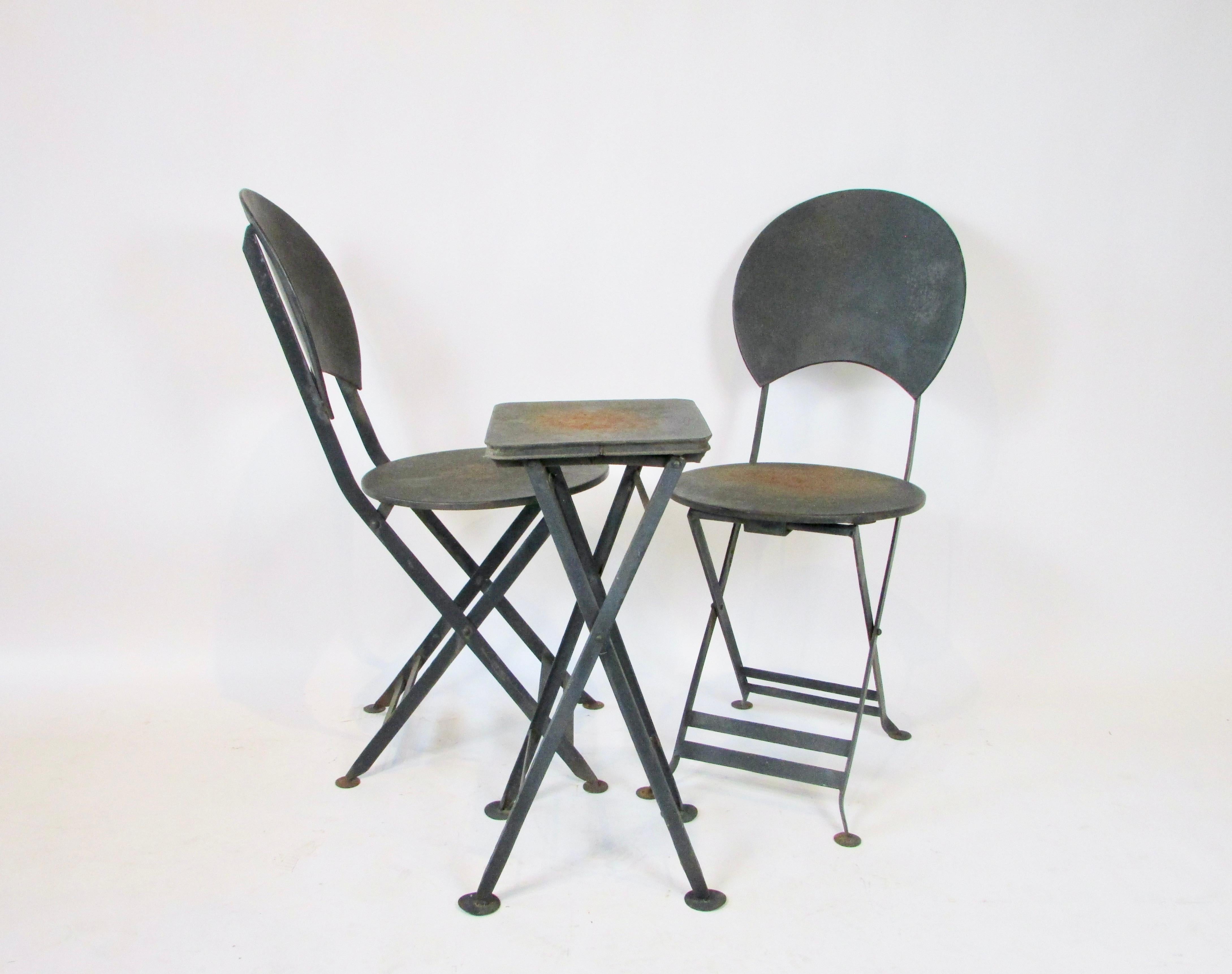 French style bistro chairs with table In Good Condition For Sale In Ferndale, MI
