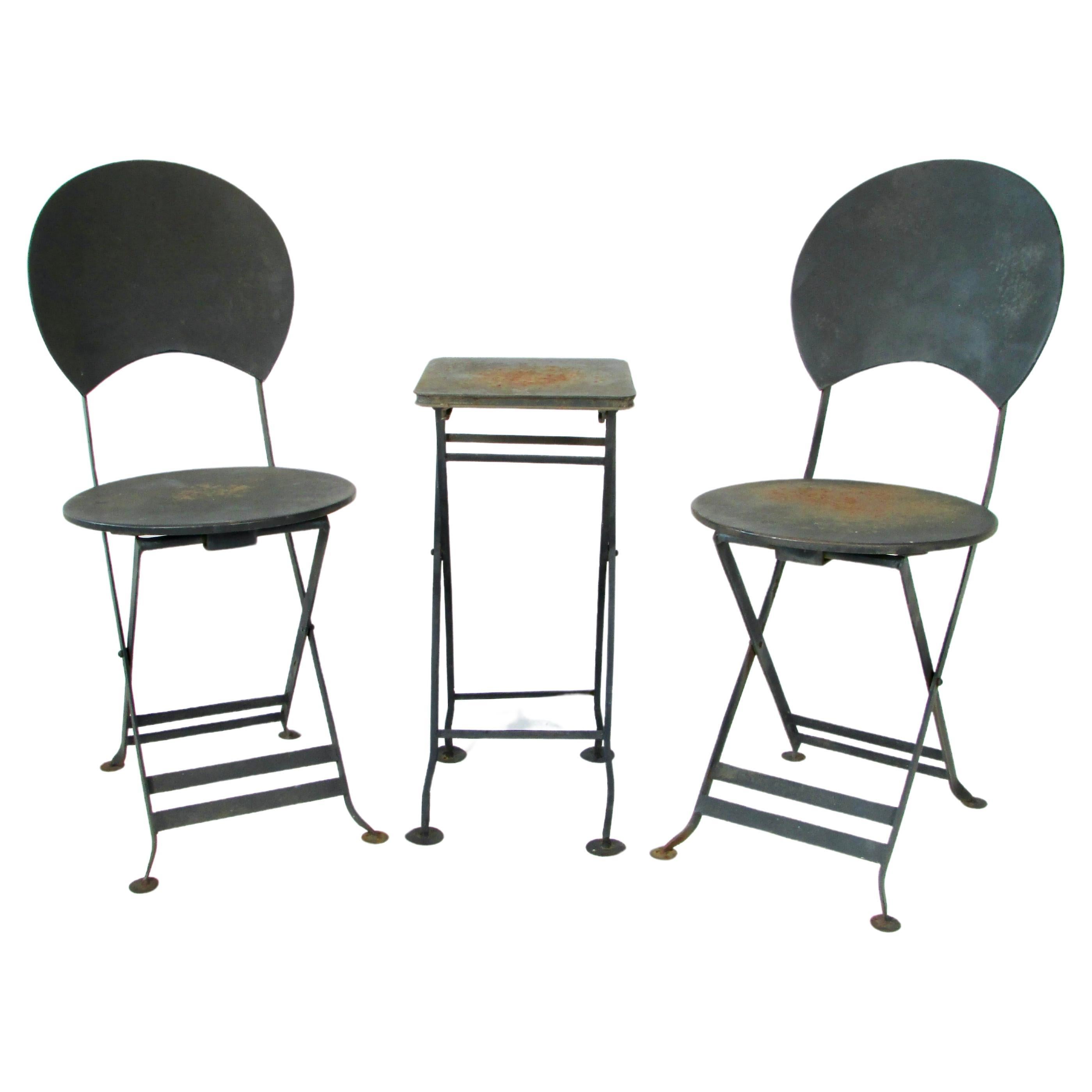 French style bistro chairs with table For Sale