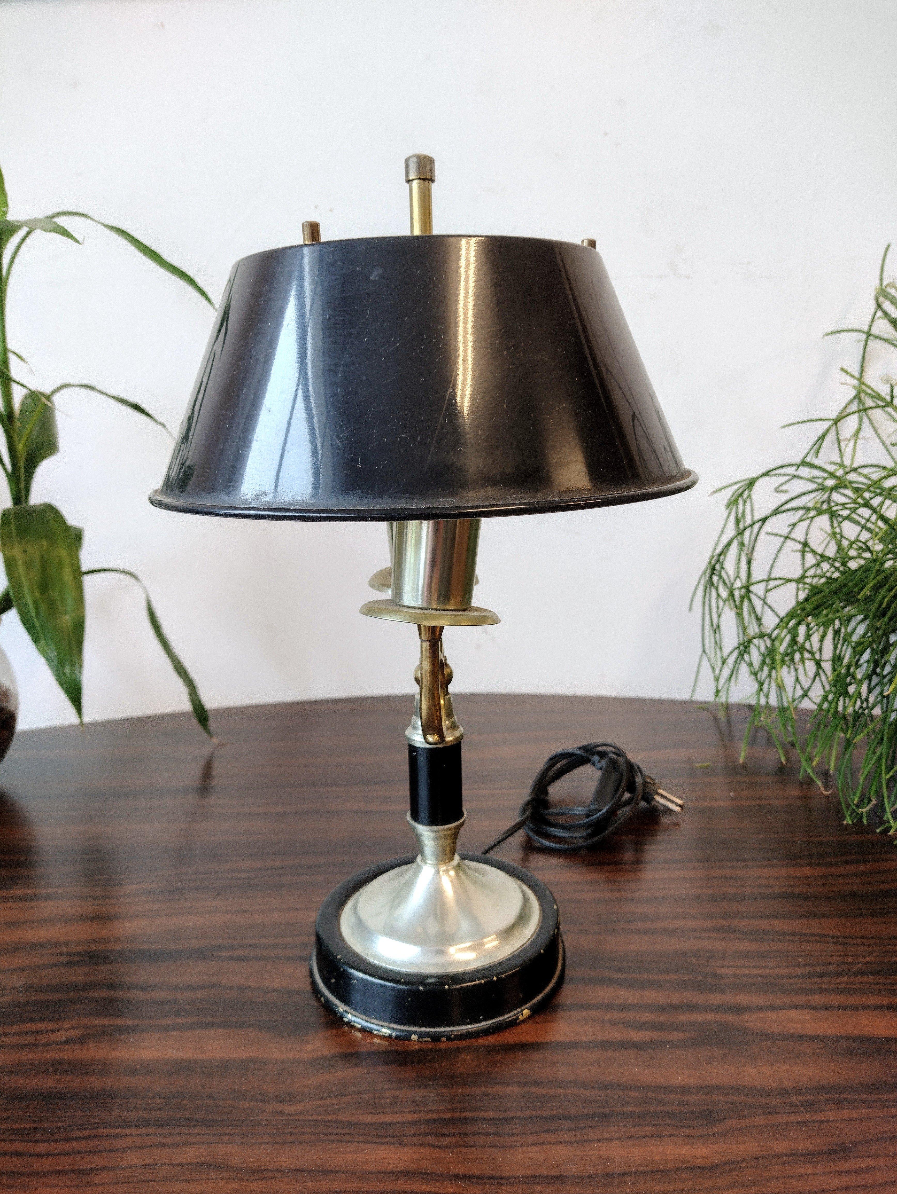 20th Century French Style Bouillotte Table Lamp with 2 Lights For Sale