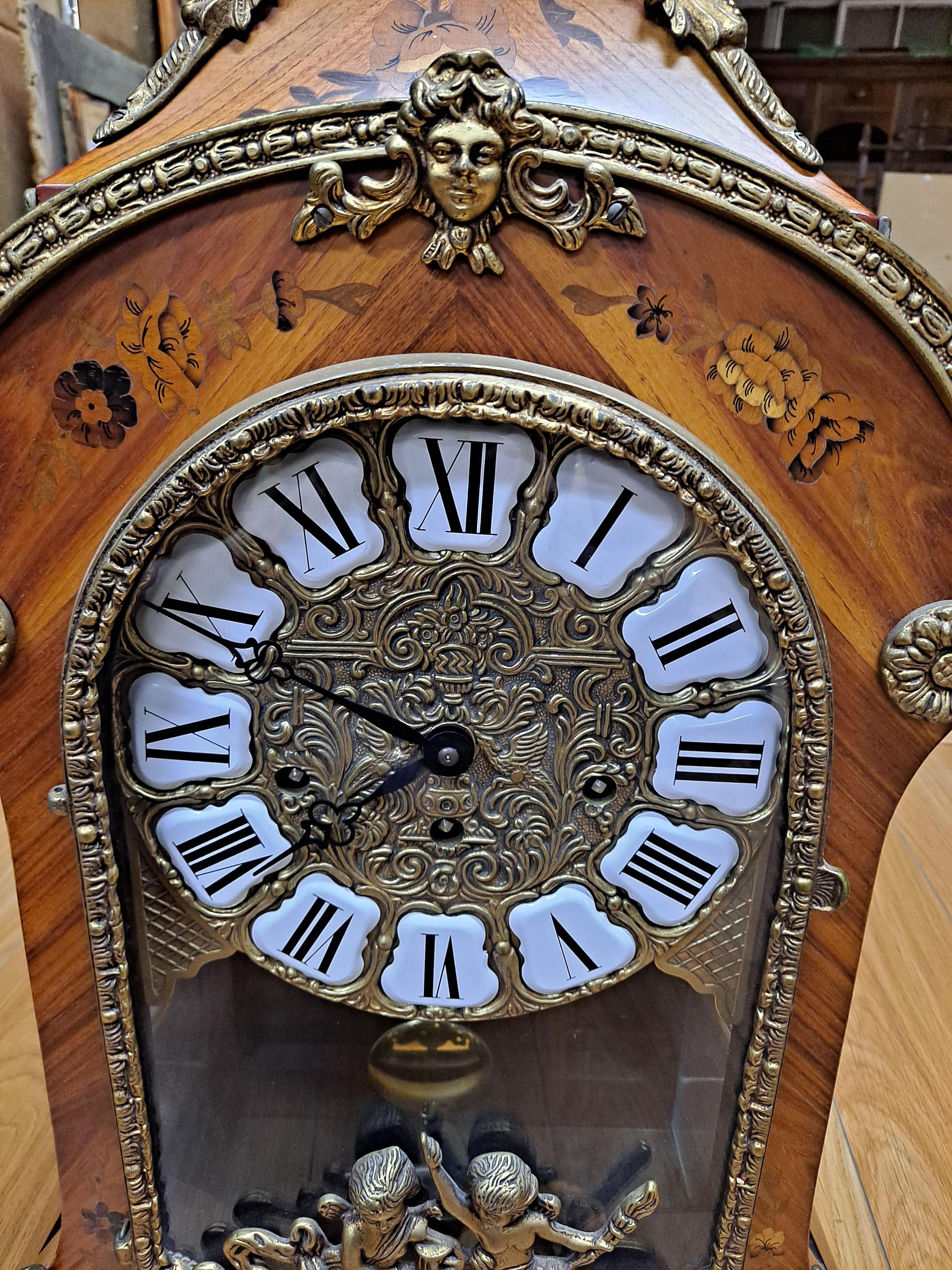 French Style Boulle Table Clock With Hermle Movement

14.5