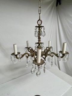 French Style Brass and Crystal Chandelier