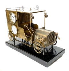 French Style Brass Automaton Spinning Wheel Automobile Industrial Mantle Clock