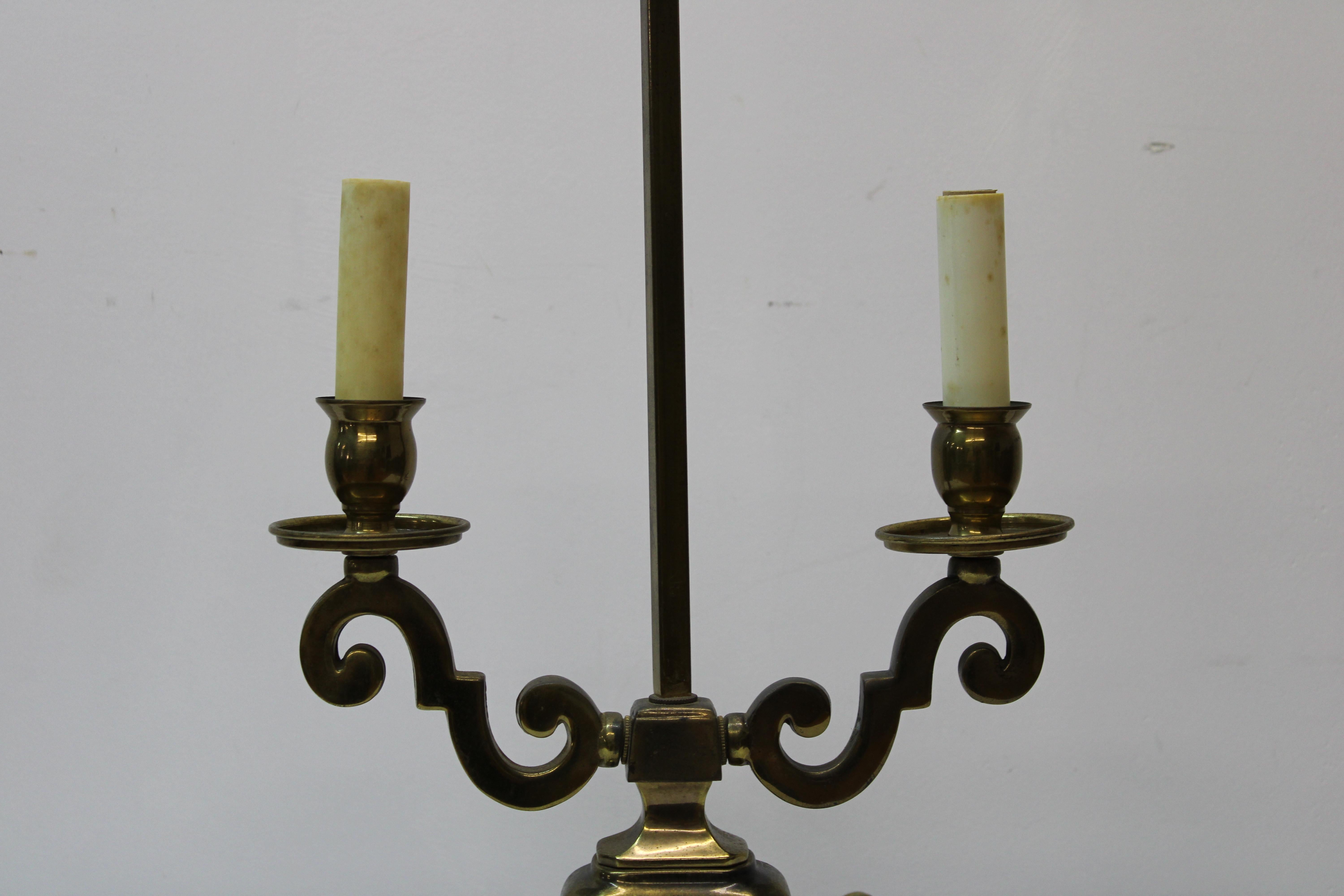 French Style Brass Candelabra Converted to Table Lamp In Good Condition For Sale In San Francisco, CA