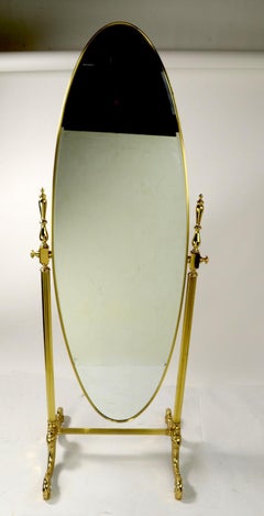 French Style Brass Cheval Mirror by J B Ross