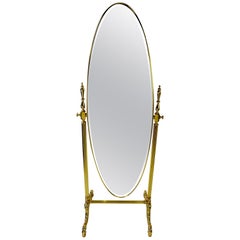 French Style Brass Cheval Mirror by J B Ross