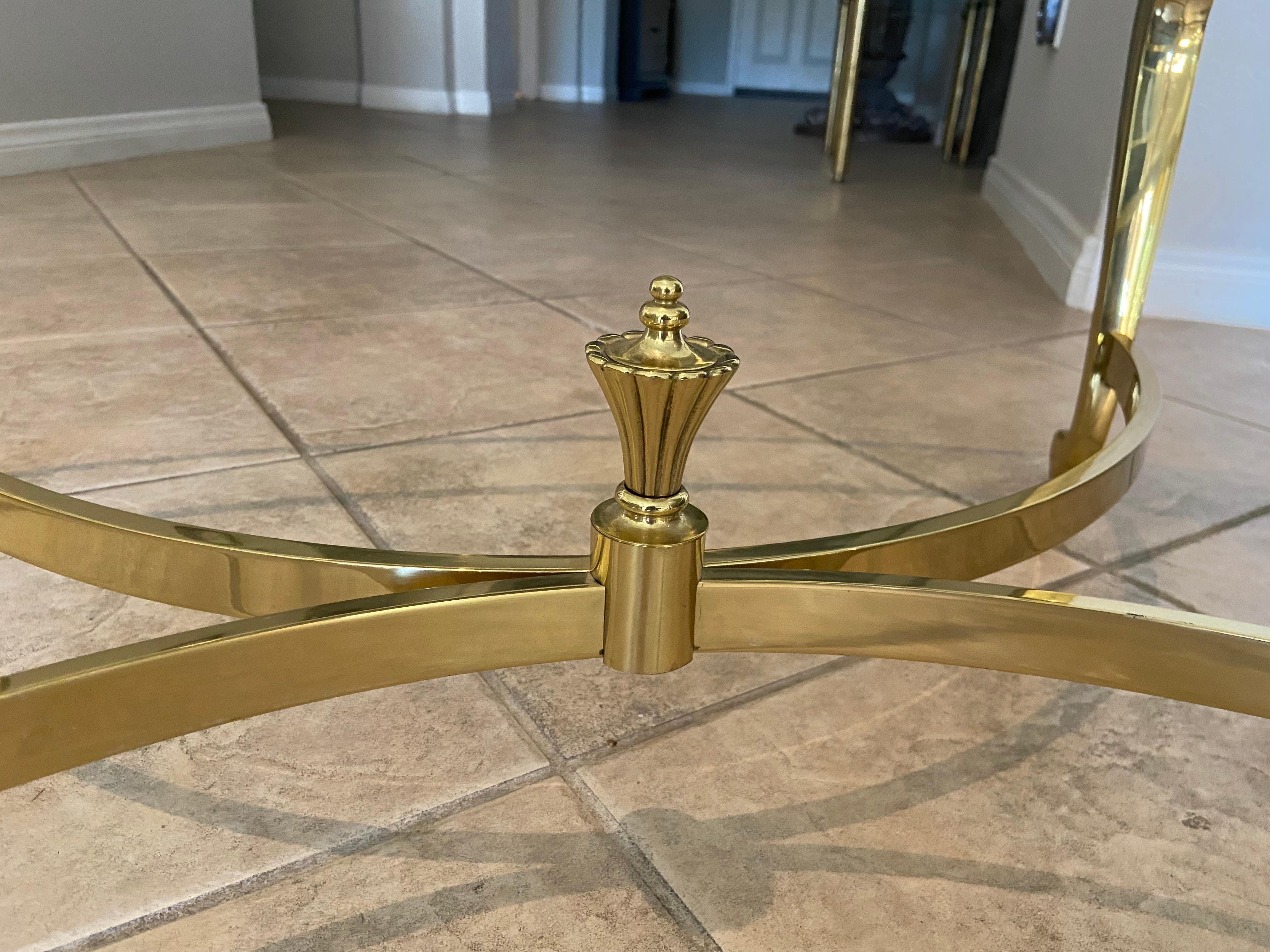 French Style Brass Oval Coffee Cocktail Table 5