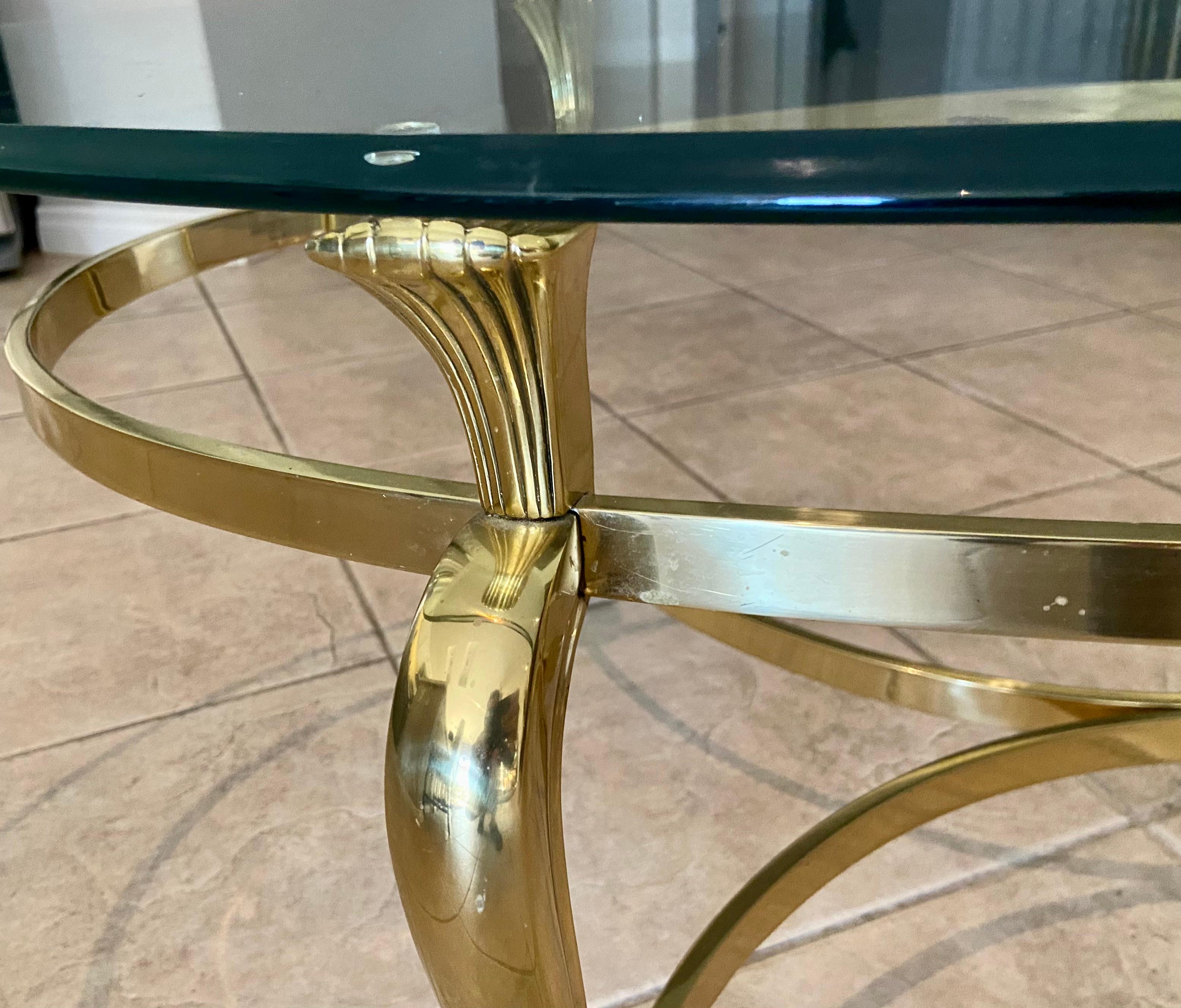French Style Brass Oval Coffee Cocktail Table 10