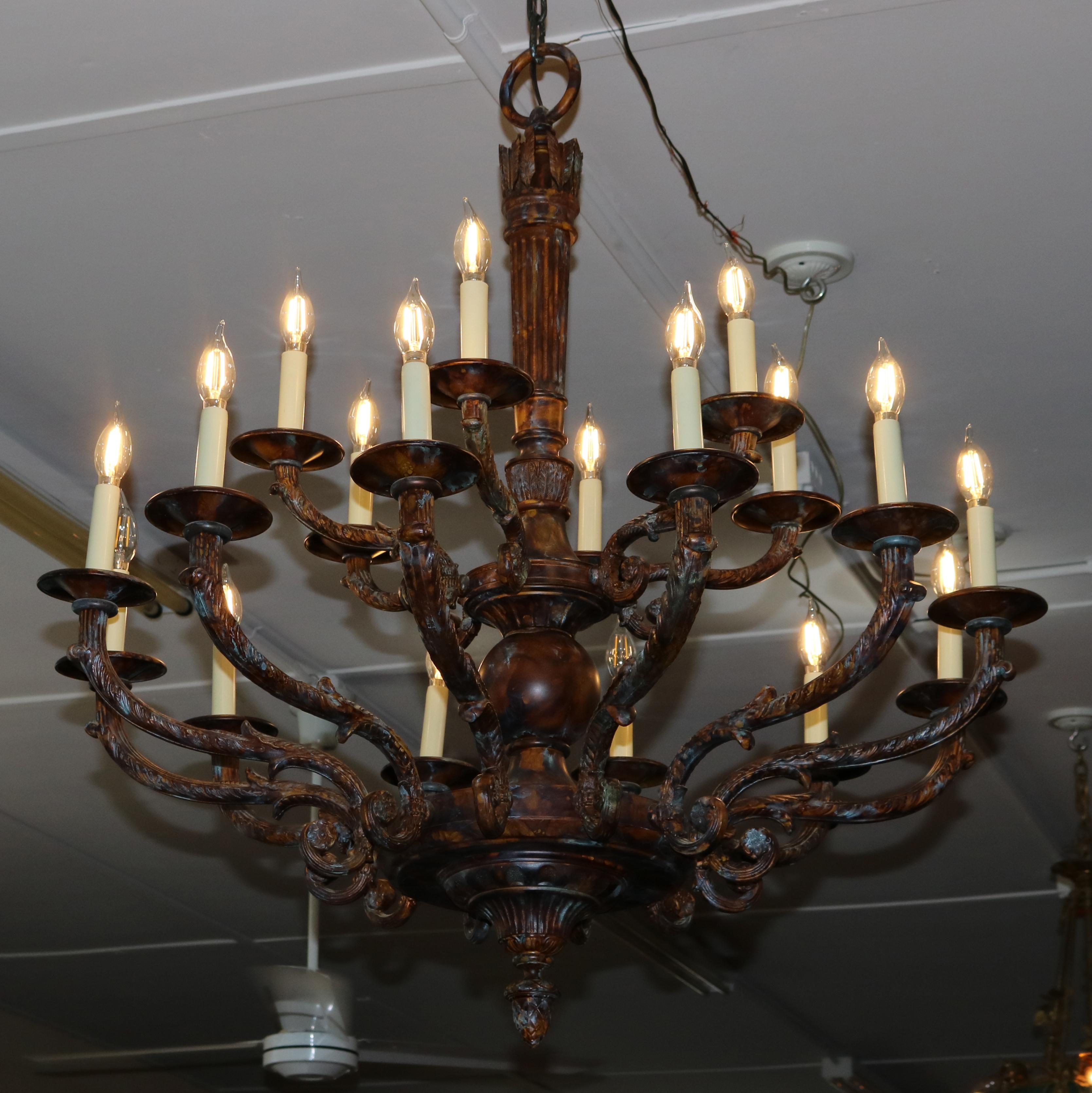 French Style Bronze 18 Light Chandelier By Mariner Model 18430 Royal Heritage For Sale 8