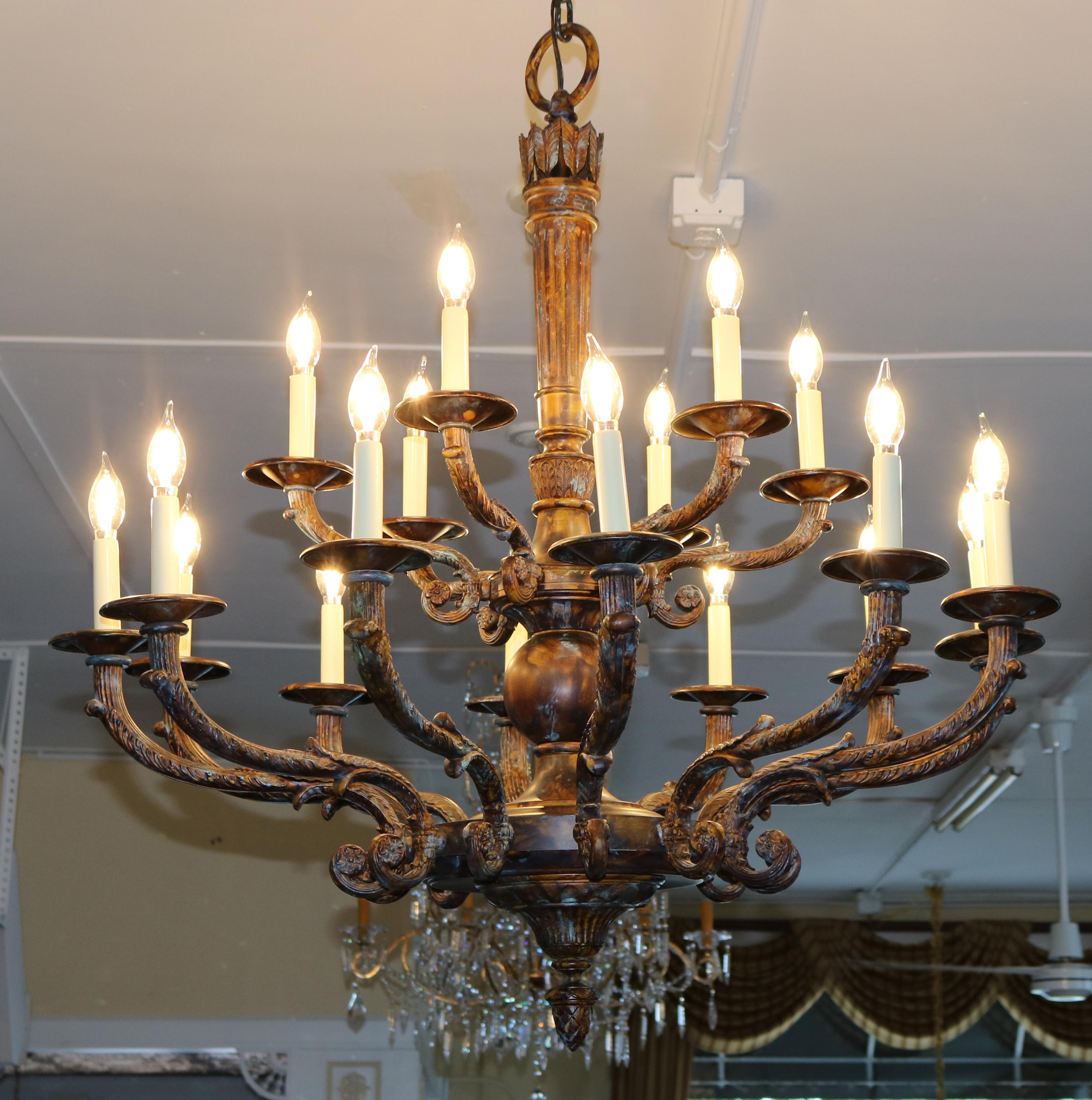 French Style Bronze 18 Light Chandelier By Mariner Model 18430 Royal Heritage For Sale 12