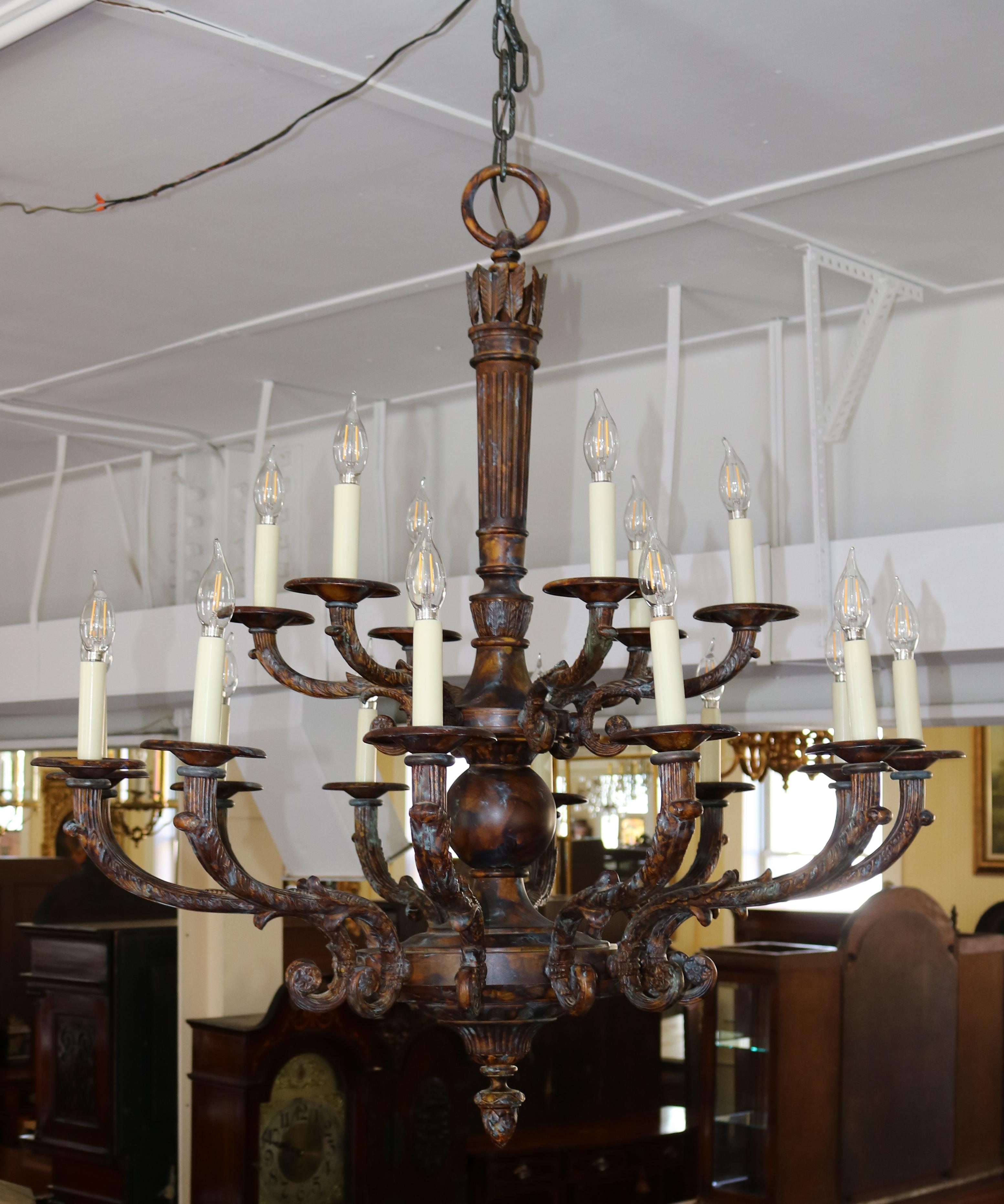 Louis XV French Style Bronze 18 Light Chandelier By Mariner Model 18430 Royal Heritage For Sale