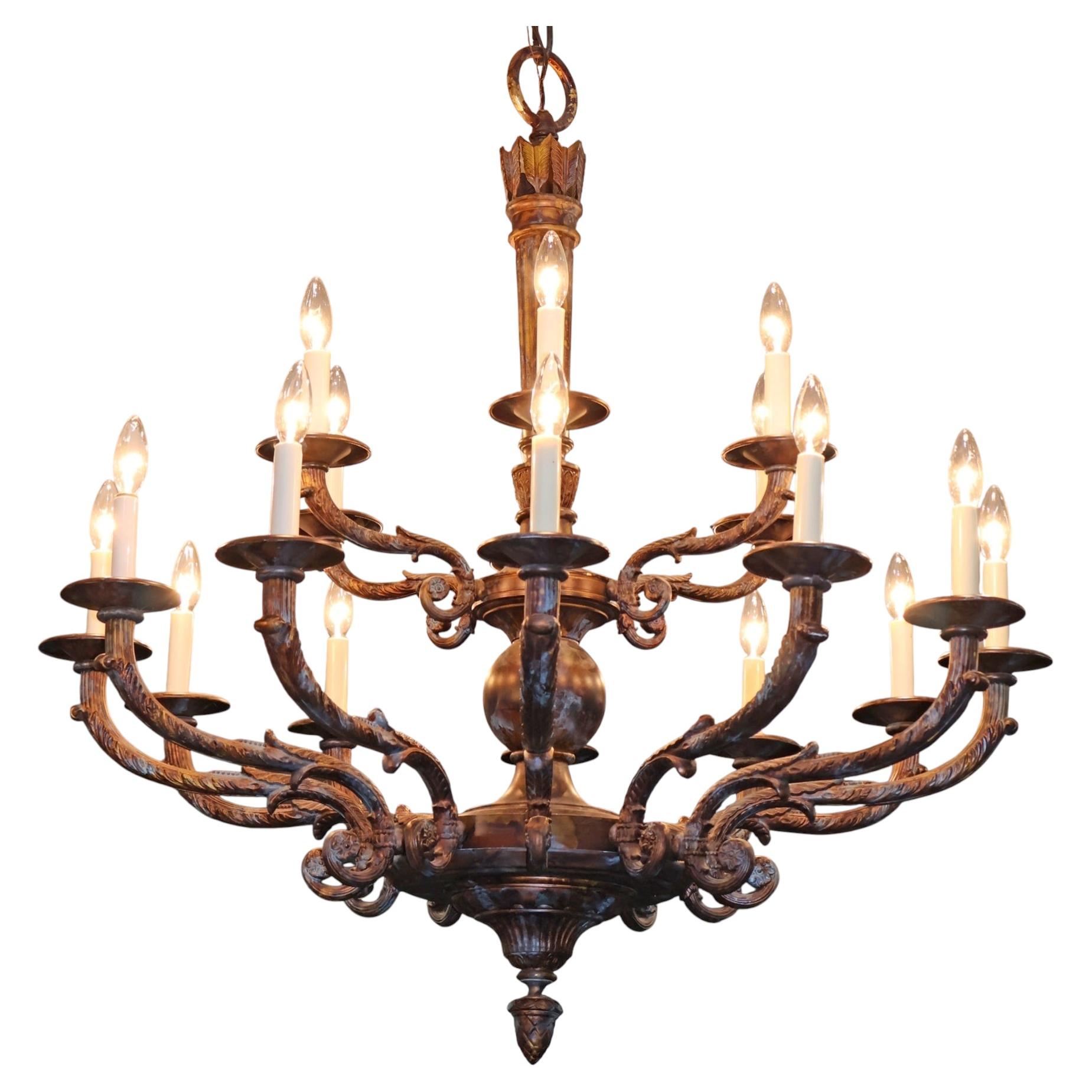 French Style Bronze 18 Light Chandelier By Mariner Model 18430 Royal Heritage