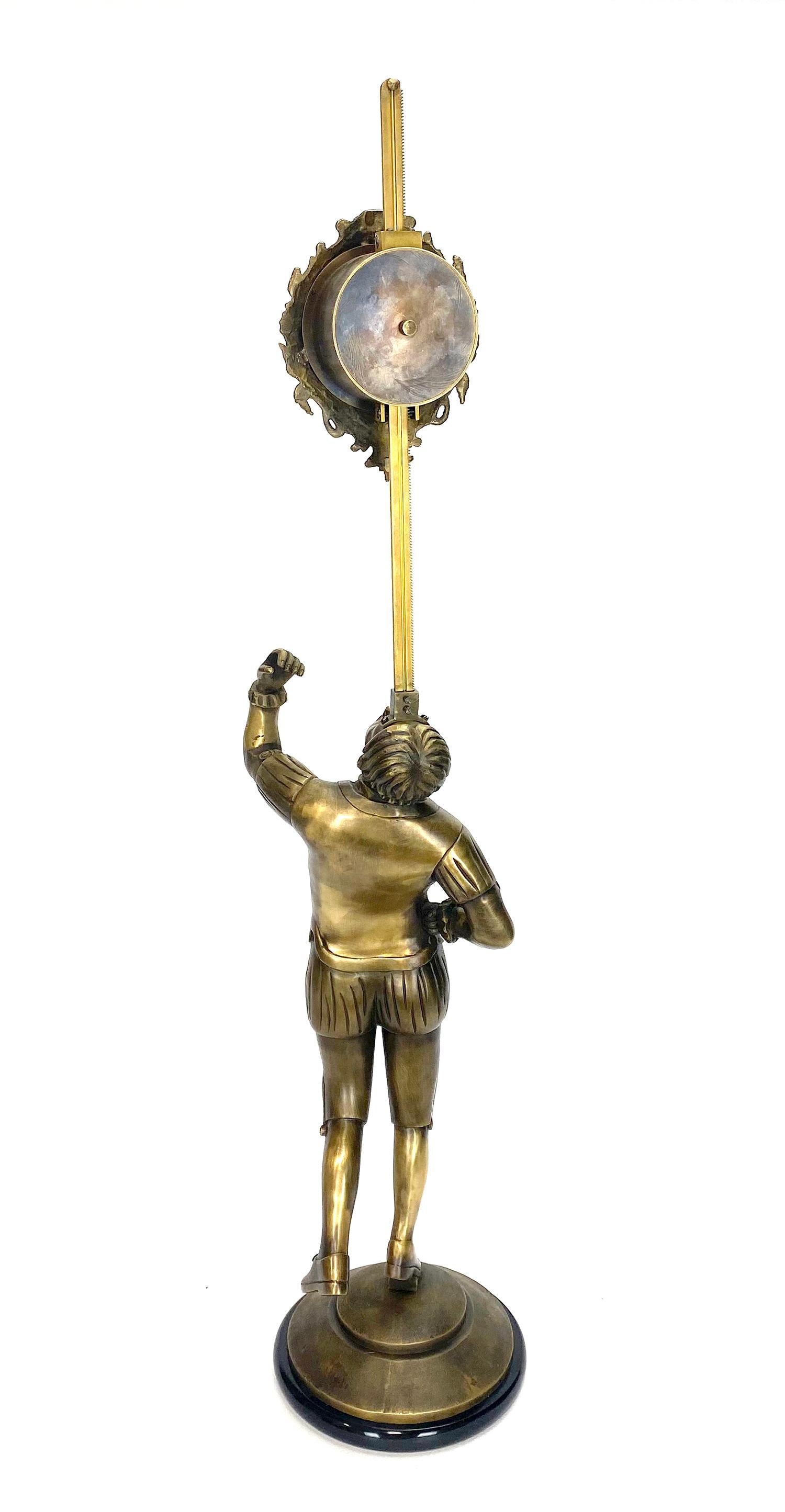 20th Century French Style Bronze Acrobat Figure Sawtooth Gravity Driven Falling Mantle Clock For Sale