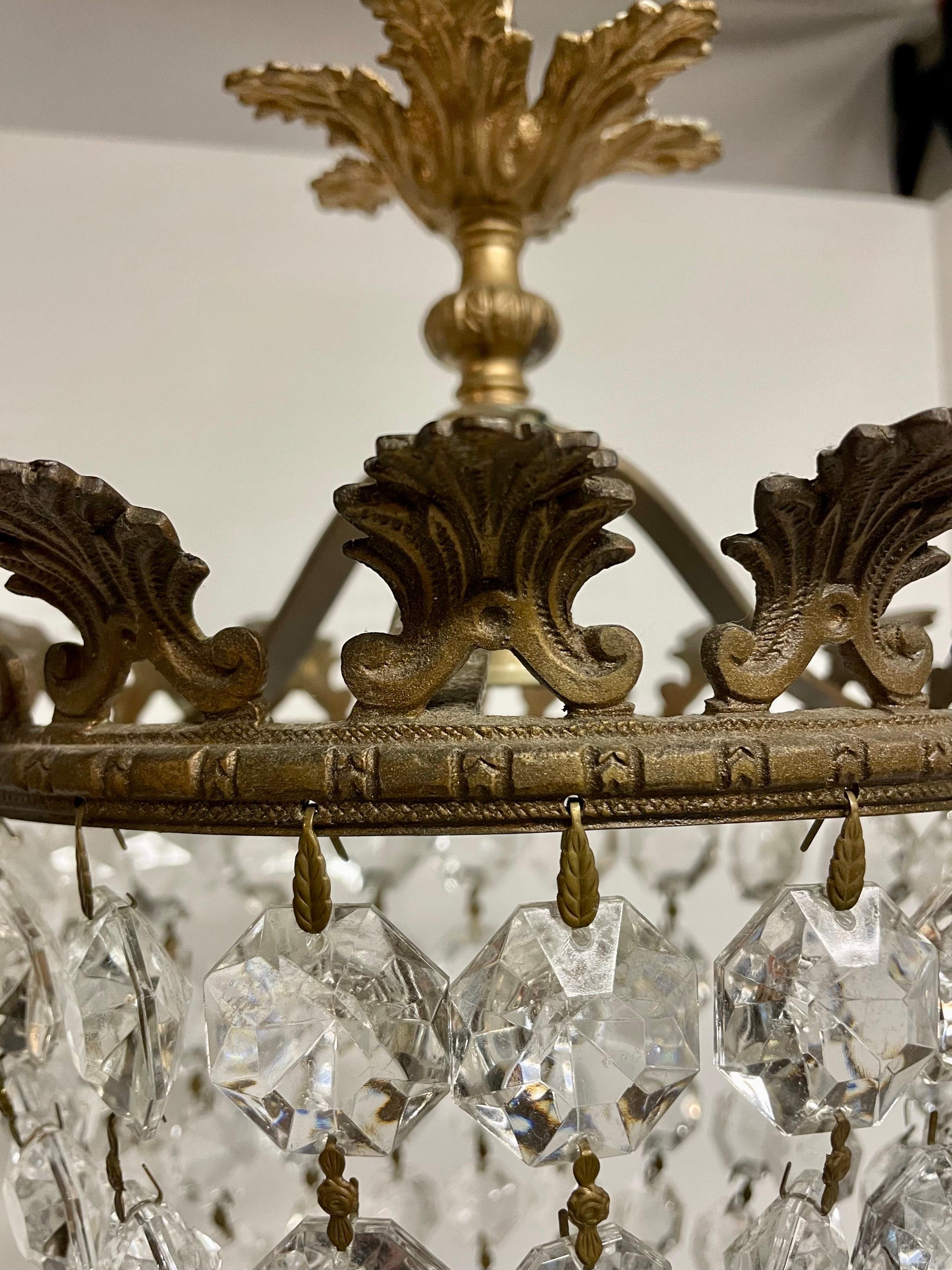 French Style Bronze and Crystal Chandelier 4