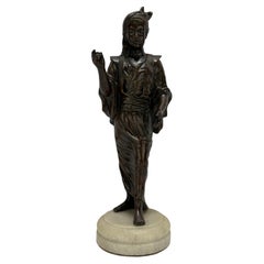 Escultura Orientalista de Bronce Estilo Francés sobre Base de Mármol Estilo de Picault
