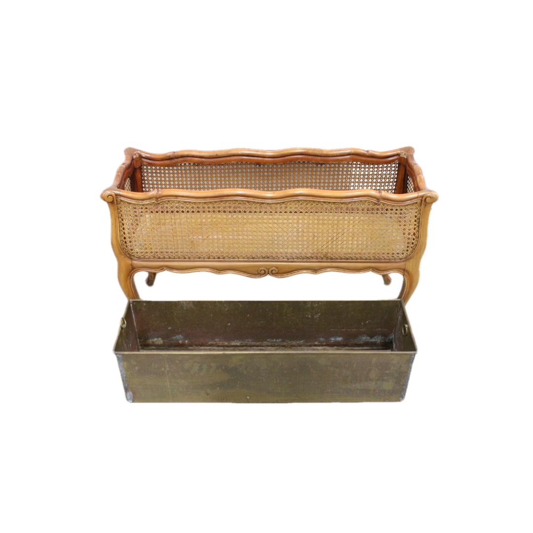 Wood French Style Caned Planter w/ Metal Insert