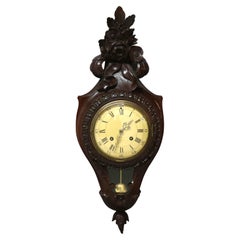 Vintage French Style Carved Mahogany Swiss Wall Clock 20th Century