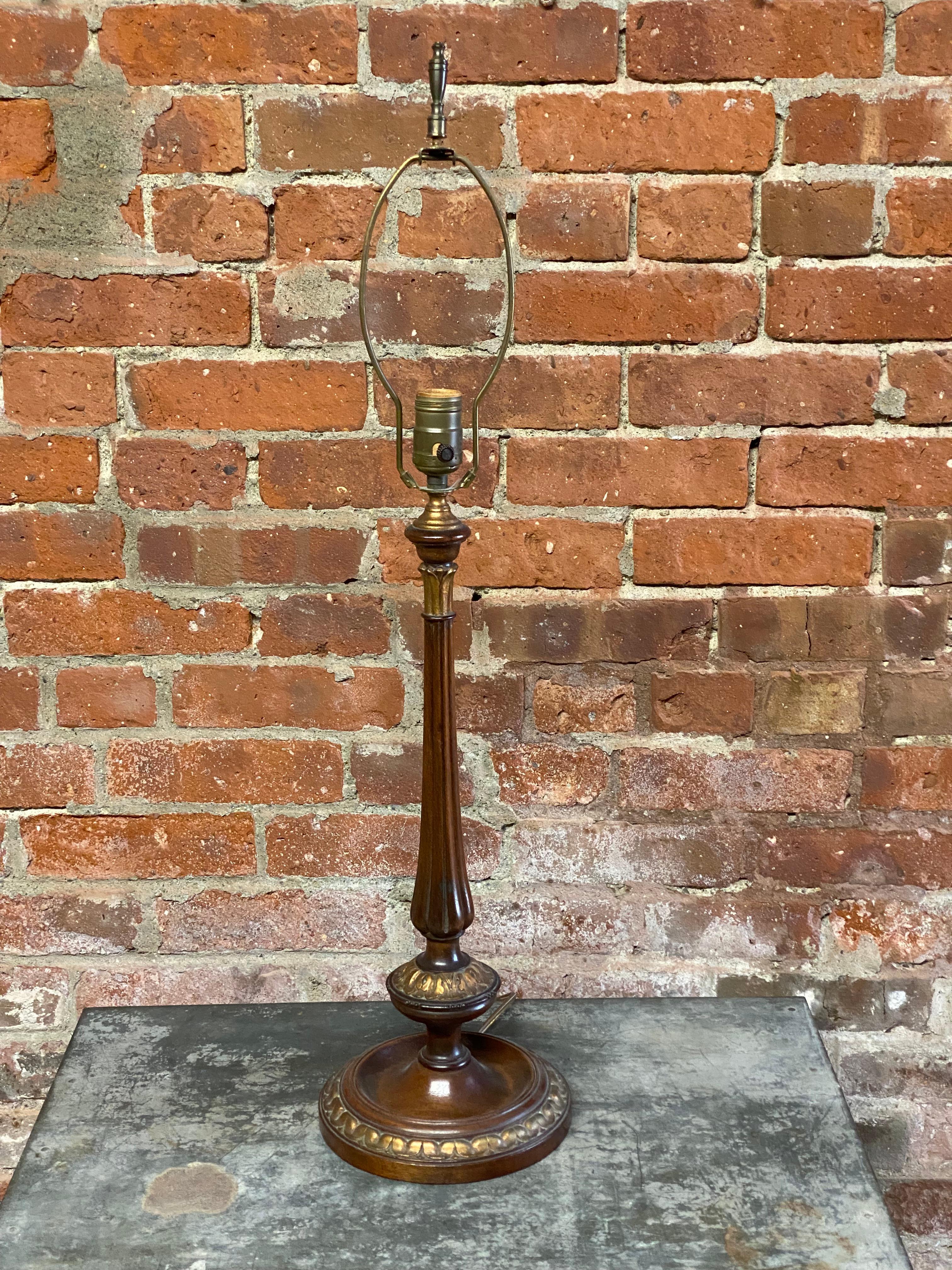American French Style Carved Parcel Gilt and Fluted Table Lamp