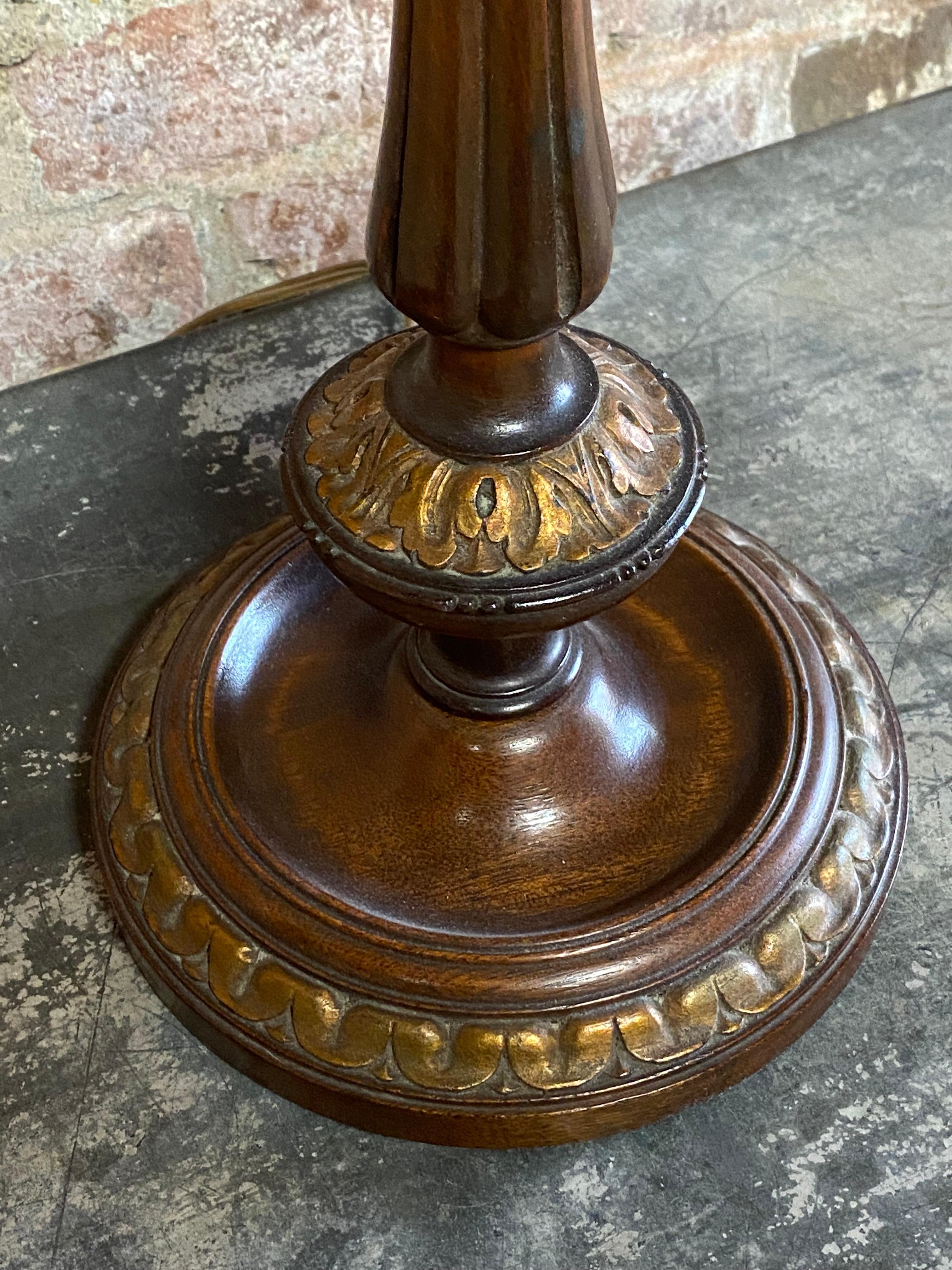 Felt French Style Carved Parcel Gilt and Fluted Table Lamp