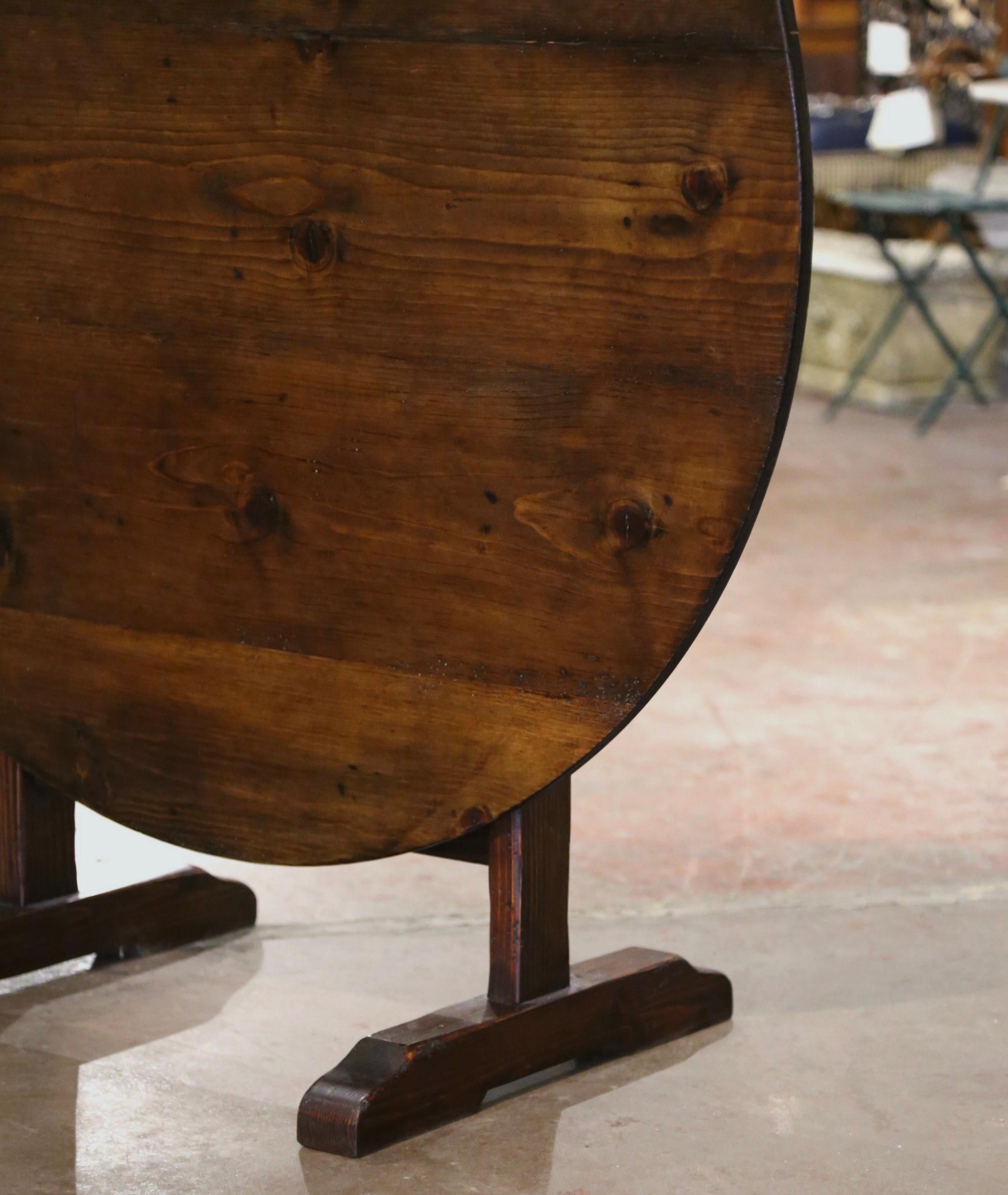 French Style Carved Pine Round Tilt-Top Wine Tasting Table 1