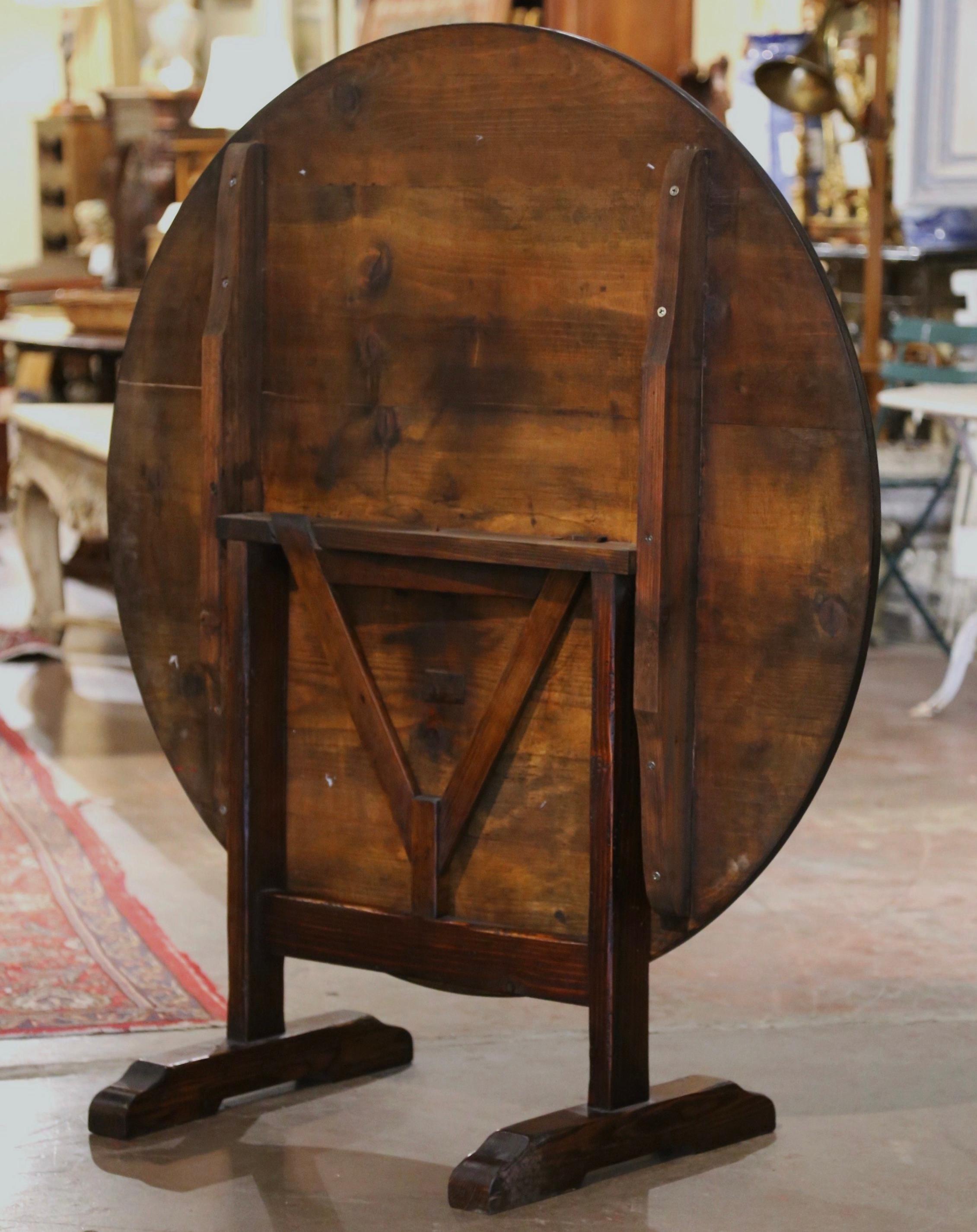 French Style Carved Pine Round Tilt-Top Wine Tasting Table 2