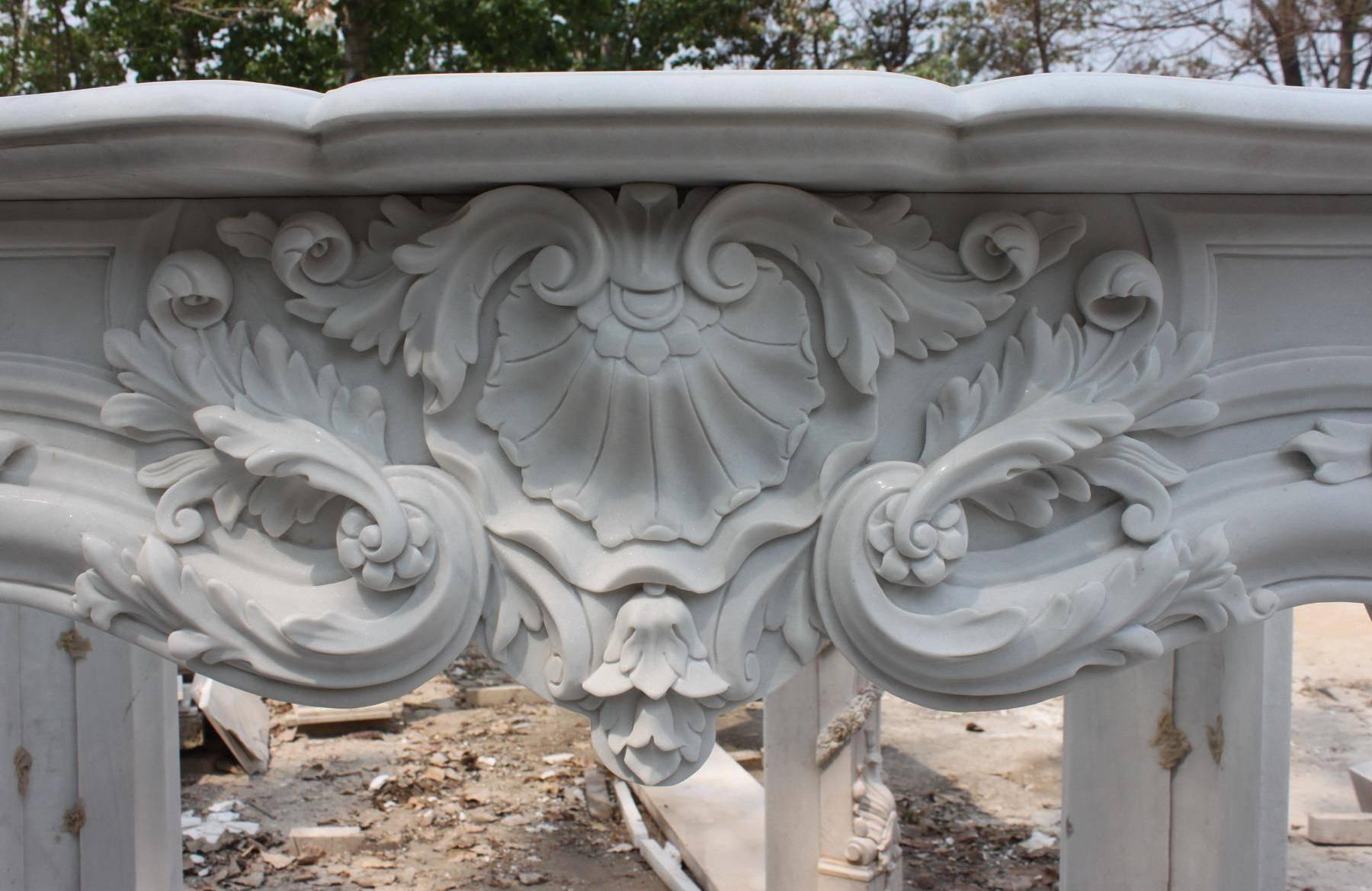 French Style Carved White Marble Fire Surround In Good Condition For Sale In Worcester, Worcestershire