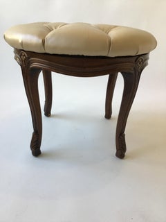 French Style Carved Wood Ottoman With Revolving Seat