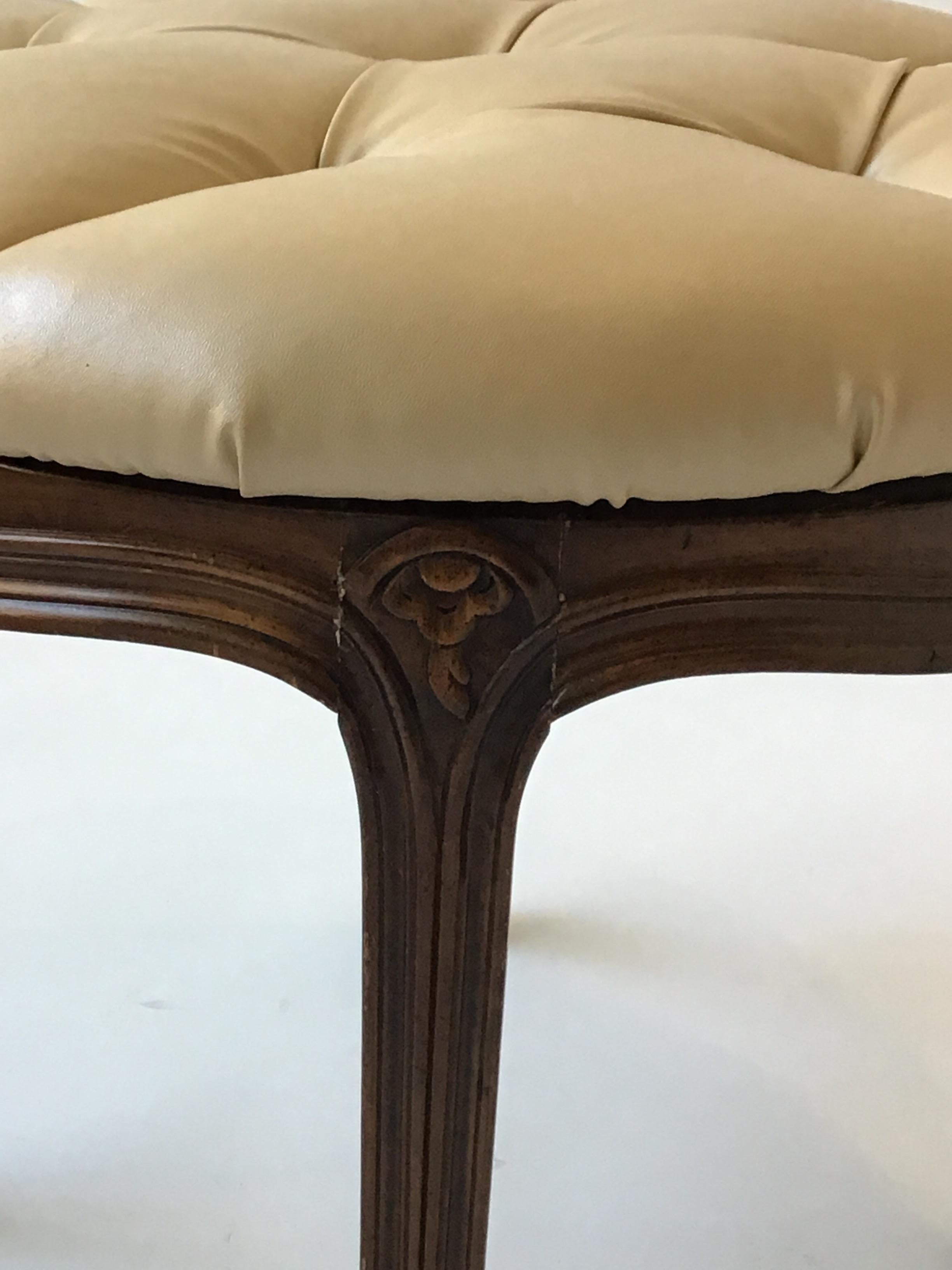 Mid-20th Century French Style Carved Wood Ottoman With Revolving Seat For Sale