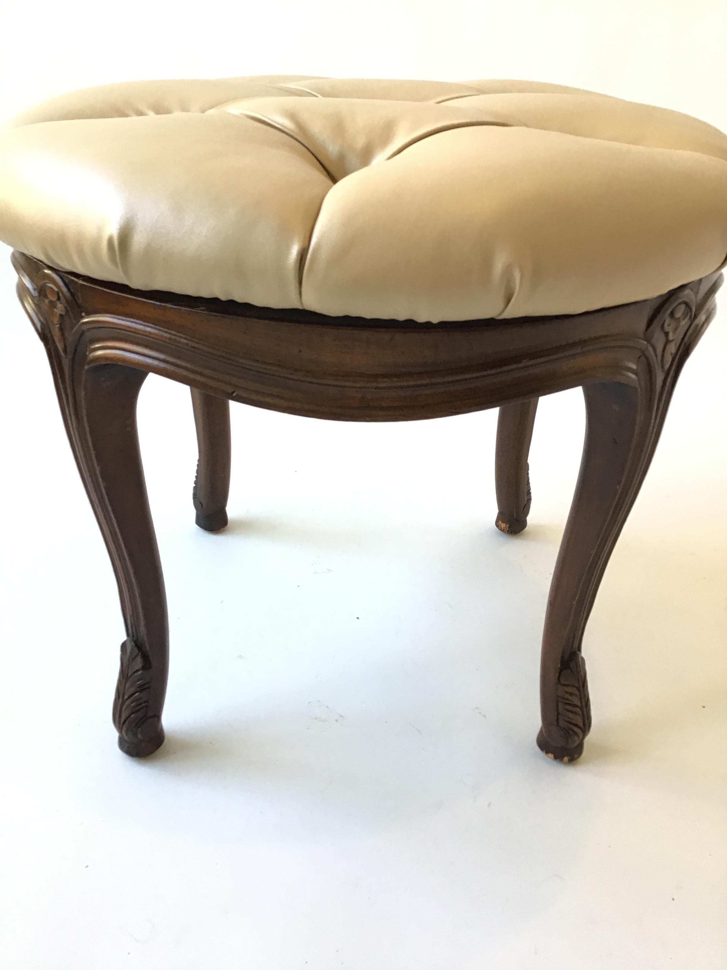 French Style Carved Wood Ottoman With Revolving Seat For Sale 3