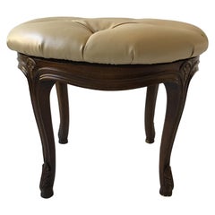 French Style Carved Wood Ottoman With Revolving Seat