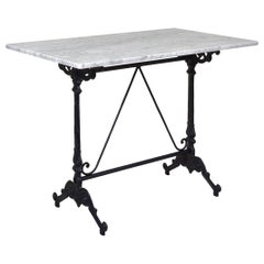 French Style Cast Iron Base with Marble-Top Garden Table or Bistro Table