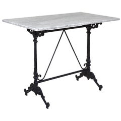 French Style Cast Iron Base with Marble-Top Garden Table or Bistro Table