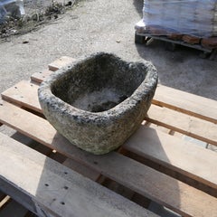 French Style Cast Stone Garden Trough with Weathered Patina