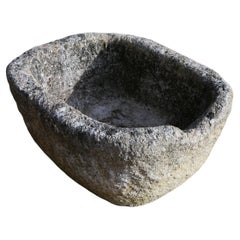 French Style Cast Stone Garden Trough with Weathered Patina