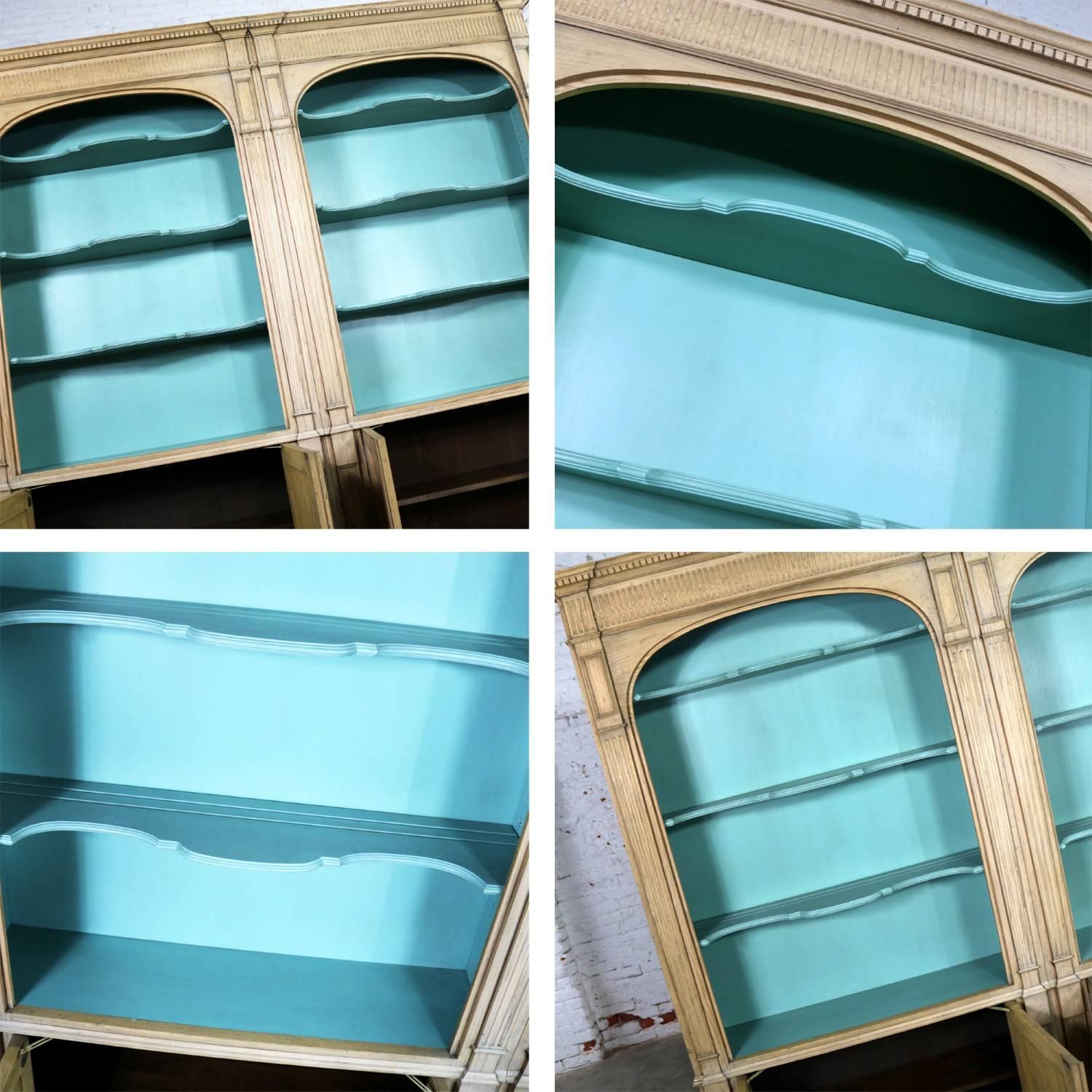 French Style Cerused Bookcases with Turquoise Interior by Baker Furniture 4