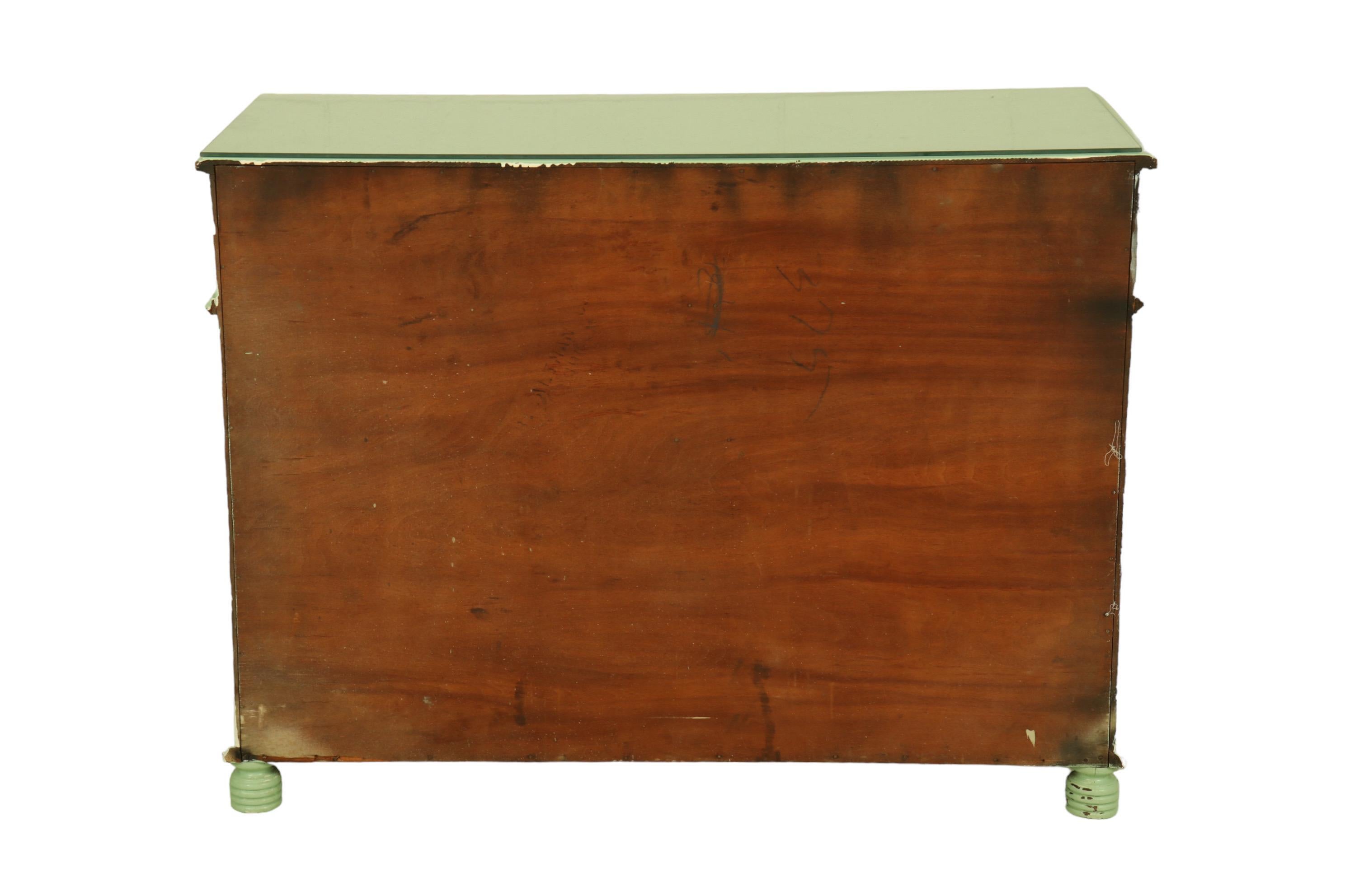 Brass French Style Chest of Drawers in Sage Green
