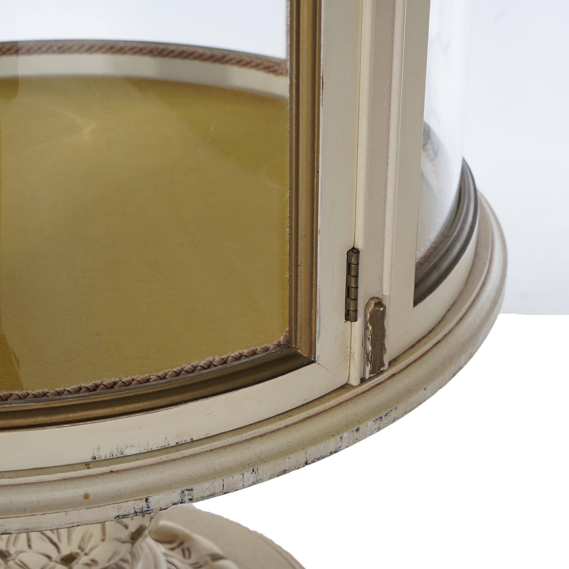 French Style Circular Glass Display Vitrine on Pedestal, Painted & Gilt, 20th C 6